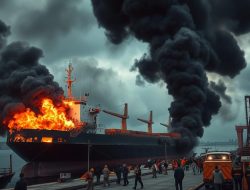 Kapal Terbakar di Pelabuhan, Kerugian Materiil Belum Diketahui